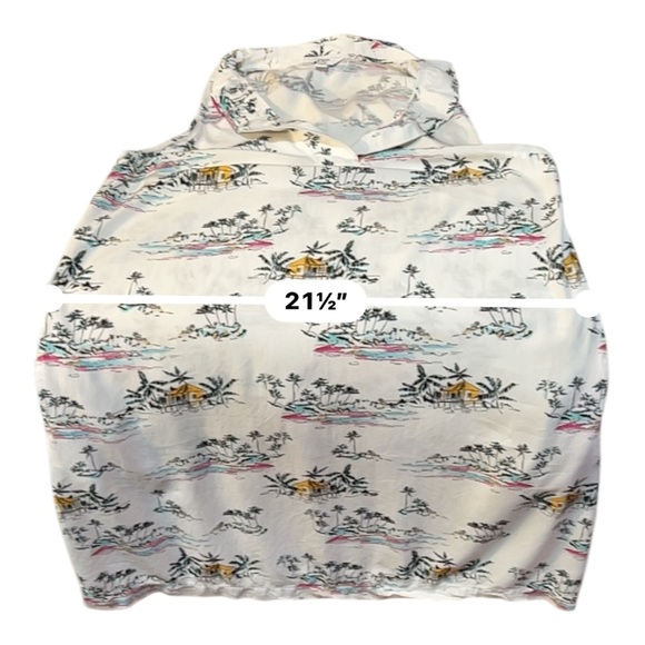 L | Crown & Ivy Hawaii Tropic Cruise Print White Sleeveless Dress